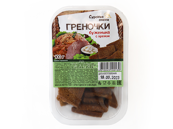 Сурские гренки Буженина с хреном (100 гр) в Томске